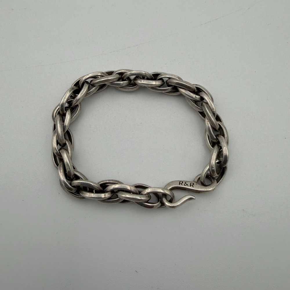 R&R Sterling Silver Bracelet Hook Clasp Chain Rope Twist Link